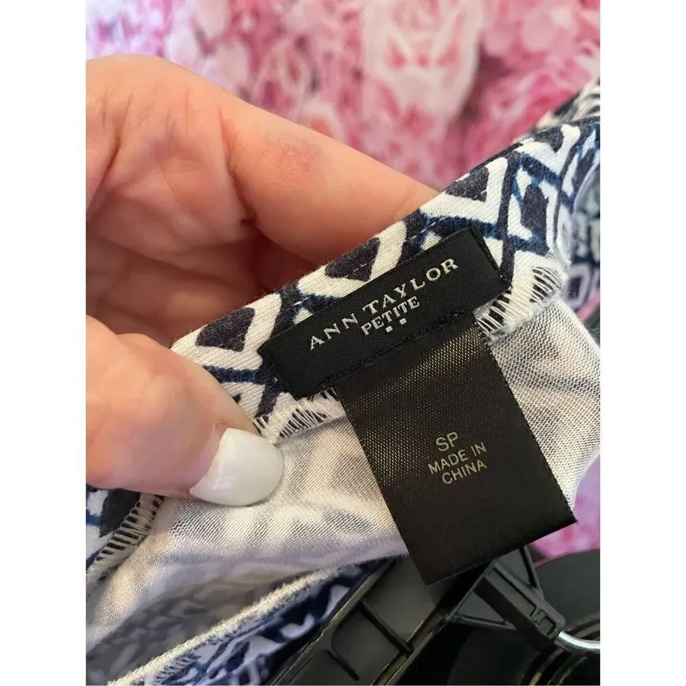 Ann Taylor Petite Blue and White Skirt-SMALL PETITE